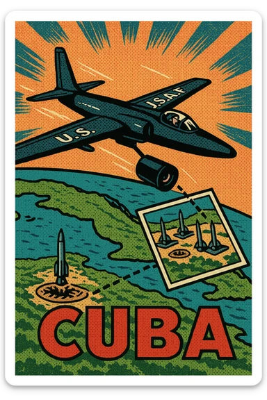 A 1960s USA Spy Plane taking pictures over Cuba showing missile launch pads sticker