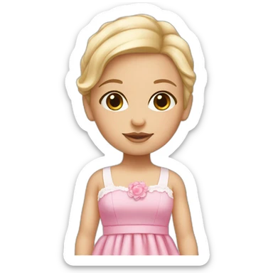 white newborn in a dress with a barbie logo sticker