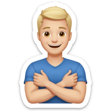 arms crossed holding neck laughing guy sticker