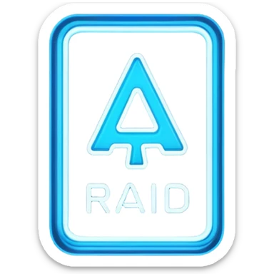  a rectangular neon sign that says RAID sticker