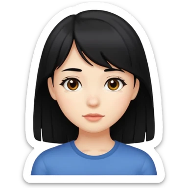 girl with black hair and side bangs sticker