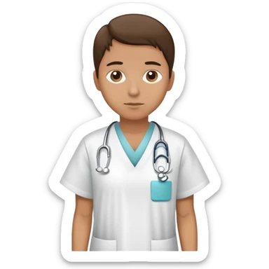 patient wearing a hospital gown, neutral expression sticker