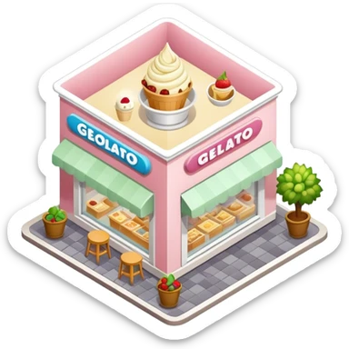 Isometric gelato shop Italy  sticker
