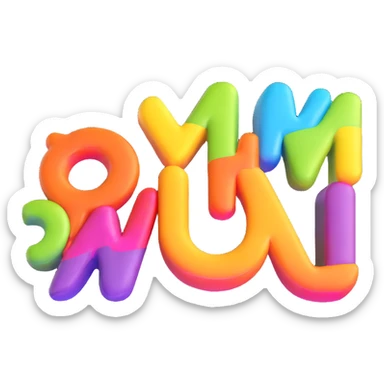 floating 3D inscription, raised text, bright colors, high saturation, prominent details, on white background sticker