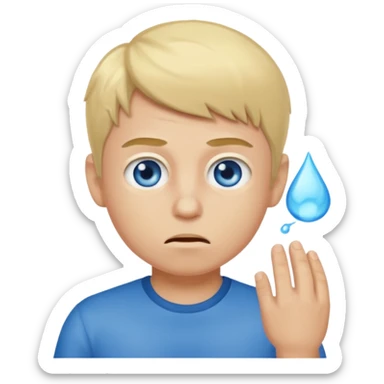 boy with a bad body odor, blond and blue eyes. sticker