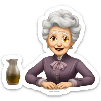 Old lady in victorian saloon sticker