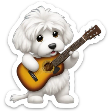 Coton de Tuléar playing guitar  sticker