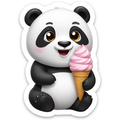 Panda eating ice cream sticker