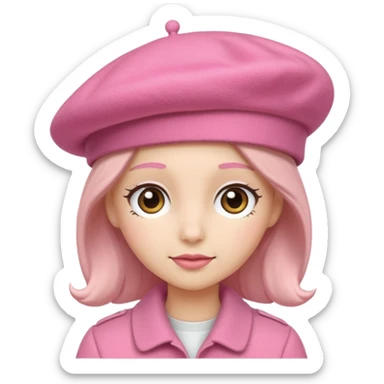 a pink beret hat sticker