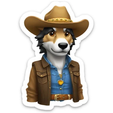 lobo con sombrero de vaquero sticker