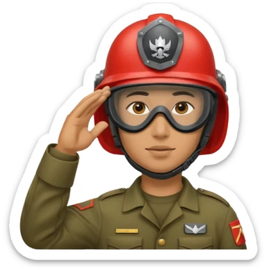 Soldier saluting with helmet + mask sticker