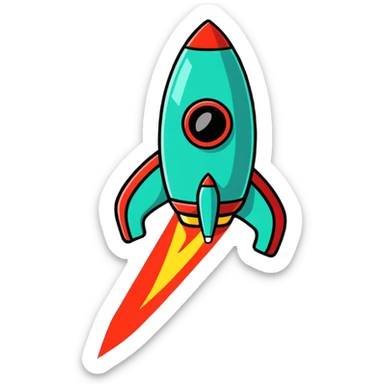 rocket with ninja stars sticker