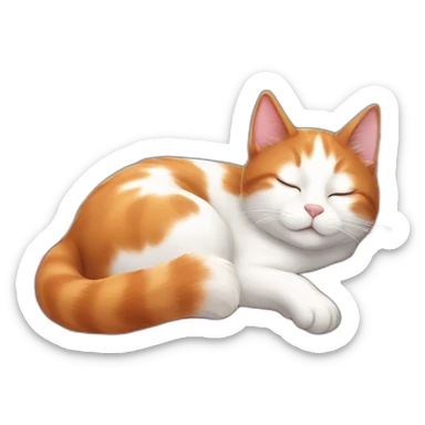 Red white cat sleeping on the roof sticker