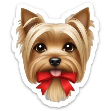 Yorkie face with a red bow on head sticker