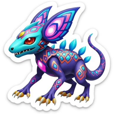  exotic colorful Protogen-Fakémon-Pokémon-Digimon-Vernid-creature sticker