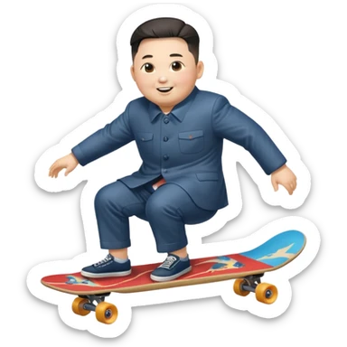 Kim jong-un riding skate board sticker