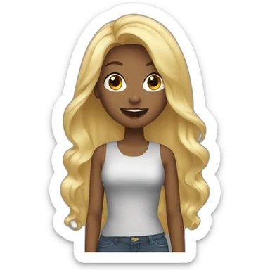 Blonde girl straight hair singing sticker
