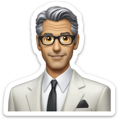 Single face  George Clooney and Jeff Goldblum hybrid sticker
