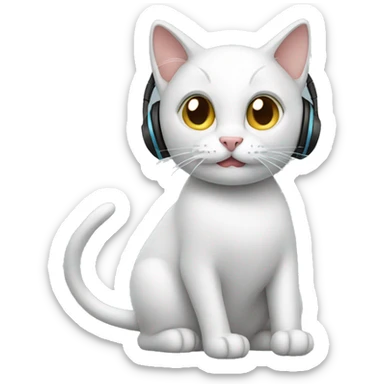 Cat cleaning with earphones  sticker