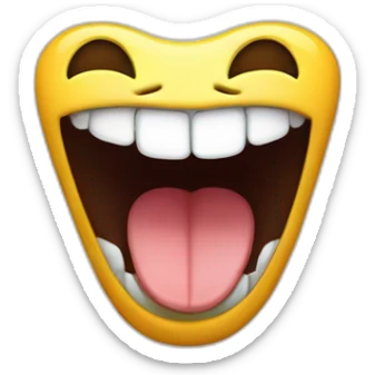 Kai cenat with open wide mouth smiling with his tongue out while he is looking only with his eyes up sticker