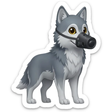 Wolf with a muzzle sticker