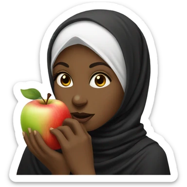 Black Hijabi eating apple sticker