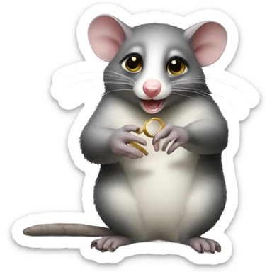 Possum with engagement ring  sticker