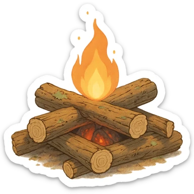 ghibli style camping firewood sticker