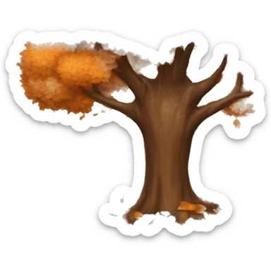 autumn tree with little leaves falling off of it sticker