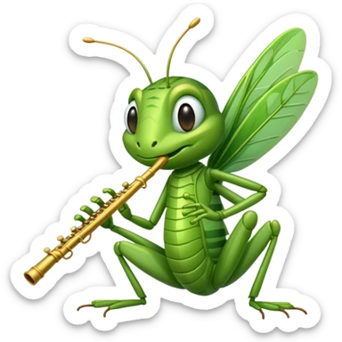 grasshopper playing flute sticker