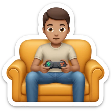 A person sitting on a couch playing video games  sticker