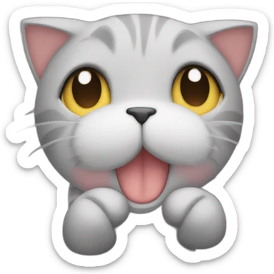 shy kitty covering face with paws sticker