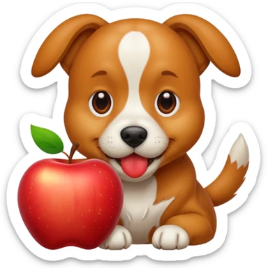 Dog eating apple sticker
