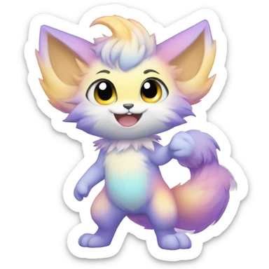 Anthro-Pastel-Gradient-Fantasy-Fur-Sona-Chibi-Shiny-Fakémon full body sticker