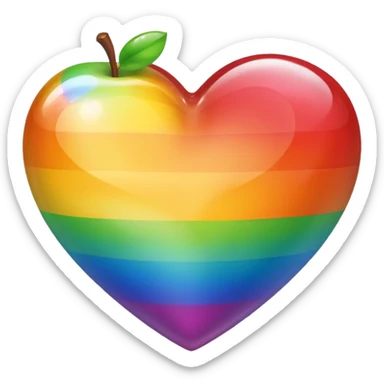 rainbow pride heart with subtle glassy look, apple emoji style, no text sticker