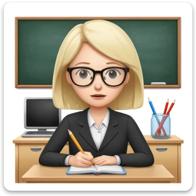 exhausted teacher in a bustling classroom sticker