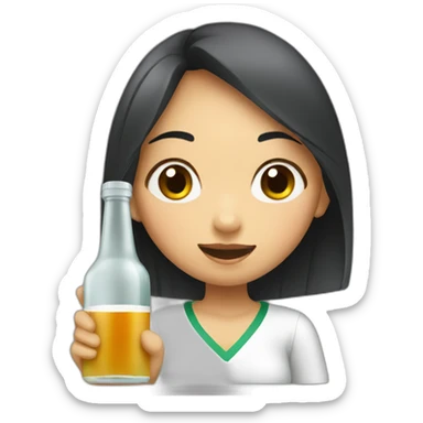 Indonesian girl drinking soju bottle sticker