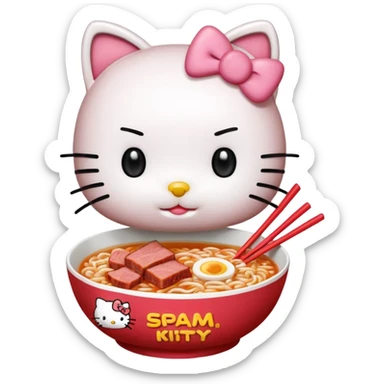 Hello Kitty enjoying SPAM ramen sticker