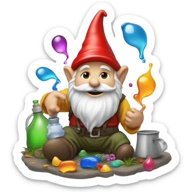 gnome pouring liquid on the ground as tribute to his homies sticker