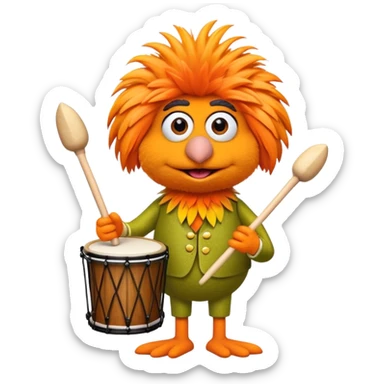 “Animal“ muppet character, holding drumsticks  sticker