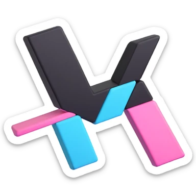 3D Discord role icon with a stylized T in TikTok colors black white cyan and pink, modern and clean, for Discord roles sticker
