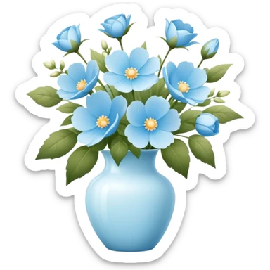 Light blue flower arrangement, Pinterest sticker
