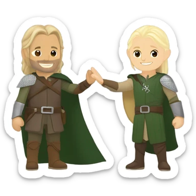 Aragorn and Legolas giving each other high fives sticker