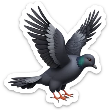 black pigeon flying sticker
