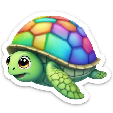 Rainbow adopt me turtle with dazzled spiral fish  sticker