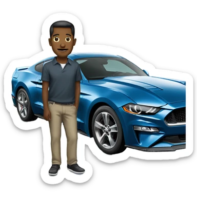 Man stand up by 2024 ford mustang sticker