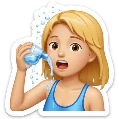 person rinsing mouth with water, water splashing sticker