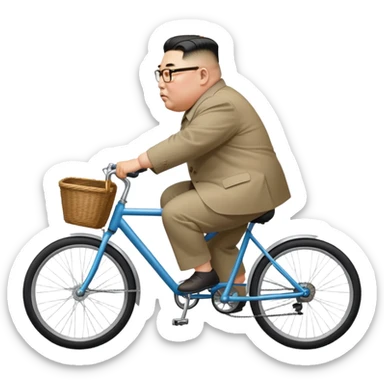 Kim Jong Un riding a bicycle from side view sticker