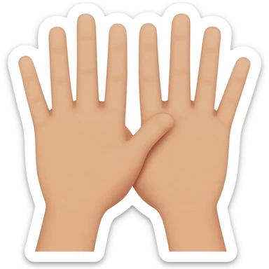 juste deux mains dont ont voit la paume de main , les deux maisn sont collées et seulement l'auriculaire et l'anulaire sont baissés , les autres sont levés sticker