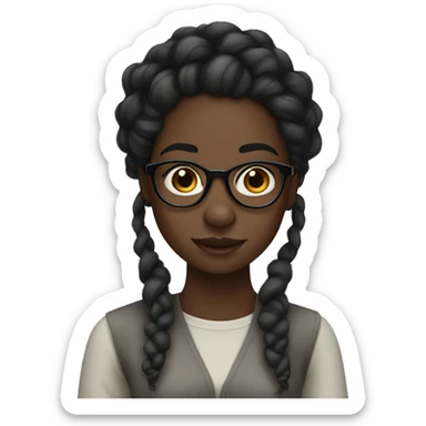 Pretty dark skin girl with glasses and twists on her hair sticker